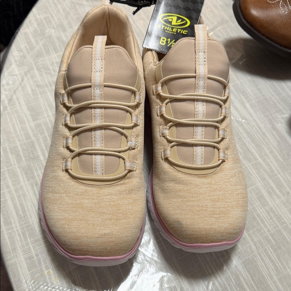 Athletic Works Beige and Pink Sneakers